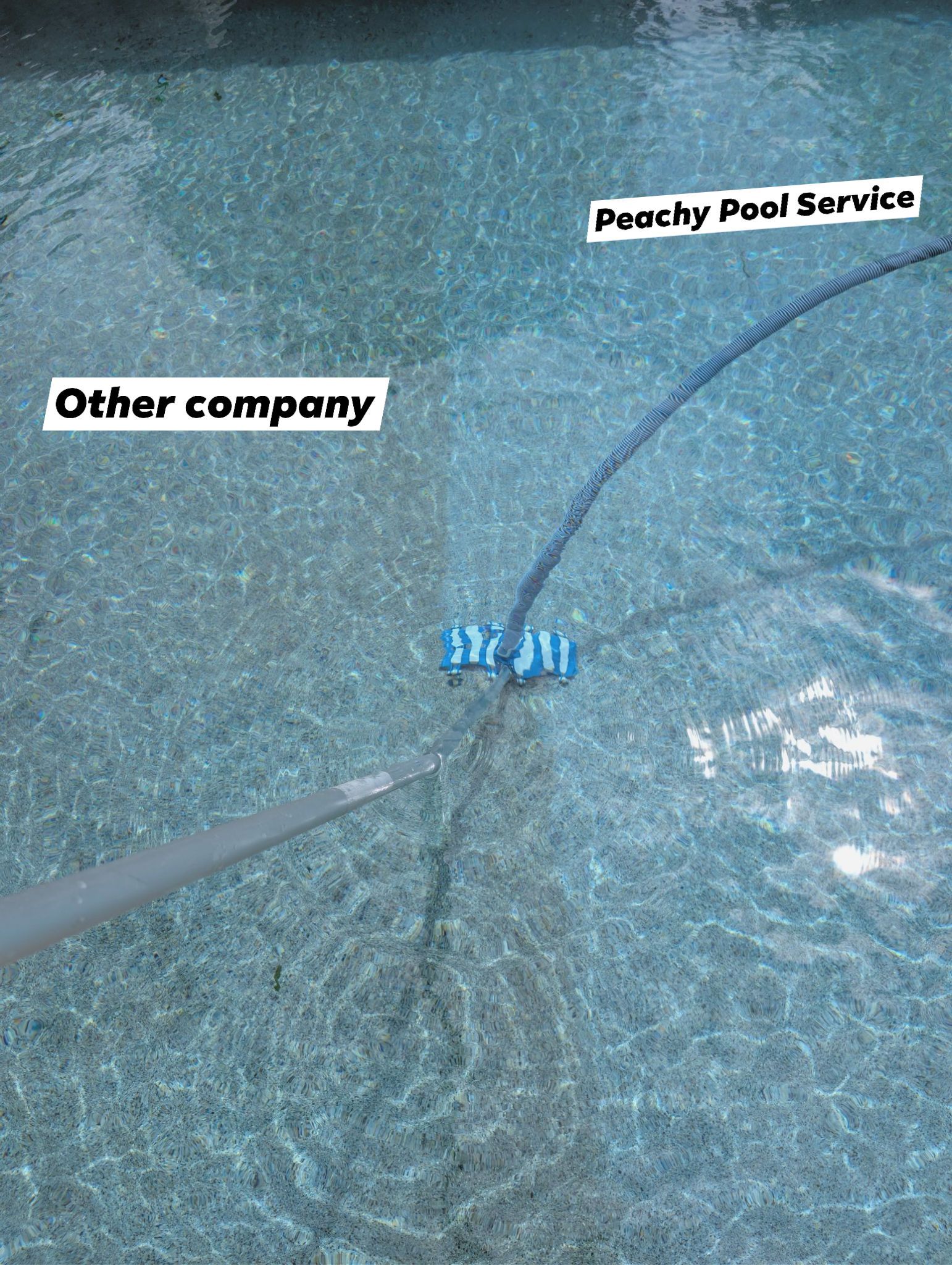 Crystal clear pool water quality comparison — Peachy Pool Service vs other company